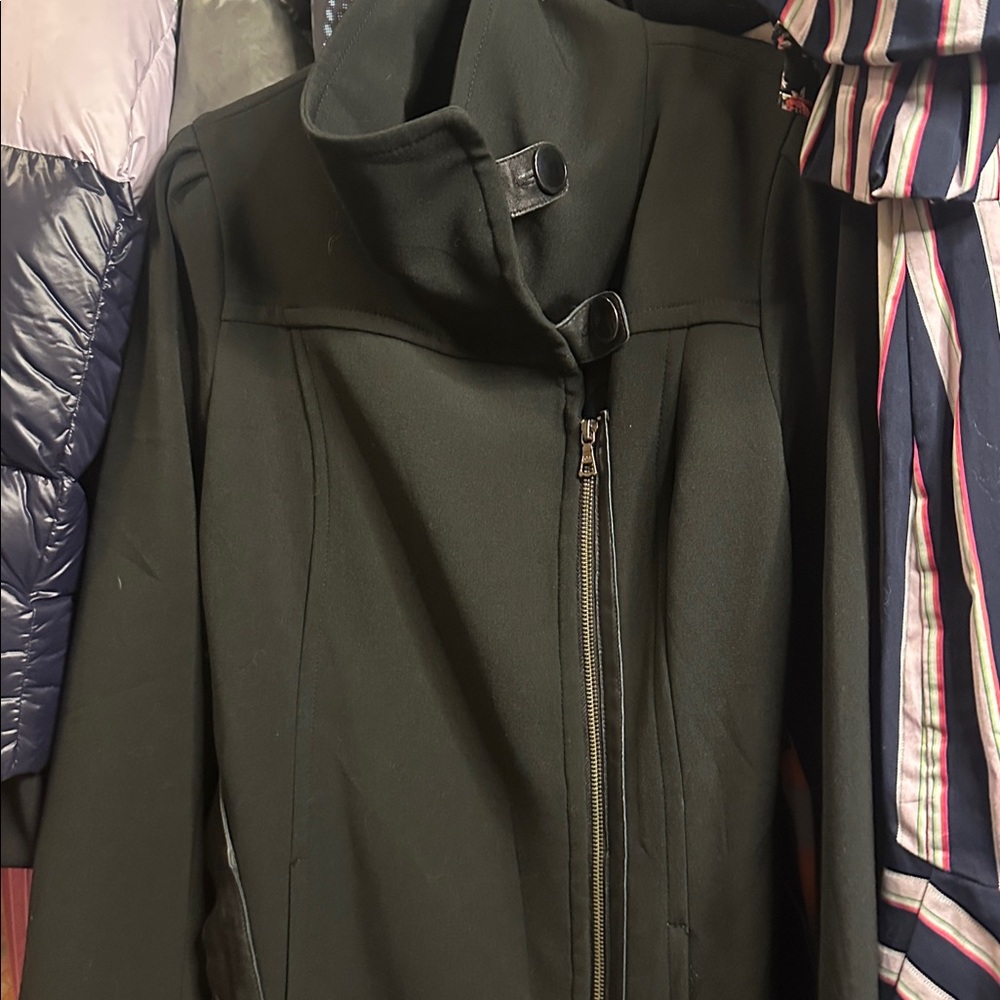 Womens Black Asymmetrical Zip Coat